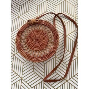 Women's Rattan Round Crossbody Bag